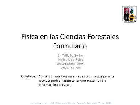 Fisica en las Ciencias Forestales Formulario