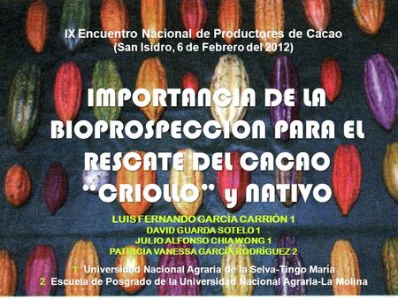 IX Encuentro Nacional de Productores de Cacao