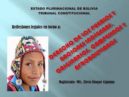 ESTADO PLURINACIONAL DE BOLIVIA TRIBUNAL CONSTITUCIONAL