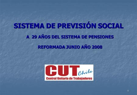 1 SISTEMA DE PREVISIÓN SOCIAL A 29 AÑOS DEL SISTEMA DE PENSIONES REFORMADA JUNIO AÑO 2008.