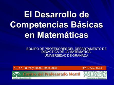 El Desarrollo de Competencias Básicas en Matemáticas
