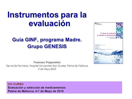 Instrumentos para la evaluación Guía GINF, programa Madre.