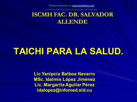 TAICHI PARA LA SALUD. ISCMH FAC. DR. SALVADOR ALLENDE