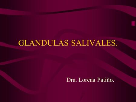 GLANDULAS SALIVALES. Dra. Lorena Patiño..
