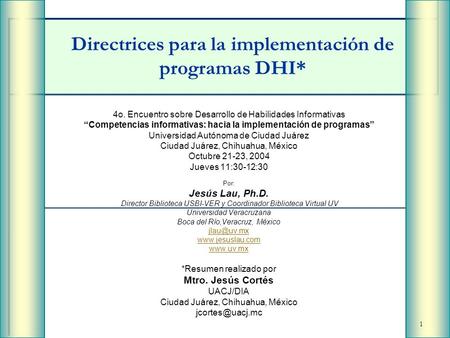 Directrices para la implementación de programas DHI*