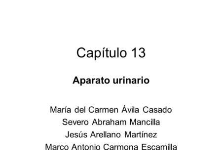 Capítulo 13 Aparato urinario María del Carmen Ávila Casado