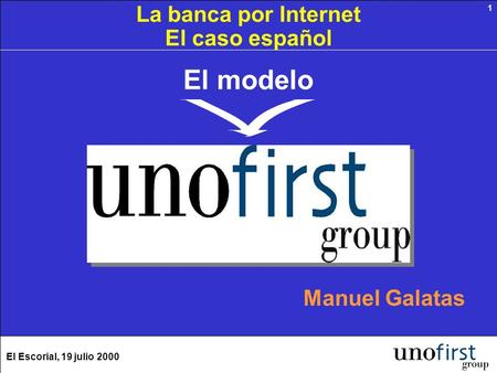 El Escorial, 19 julio 2000 1 El modelo Manuel Galatas La banca por Internet El caso español.