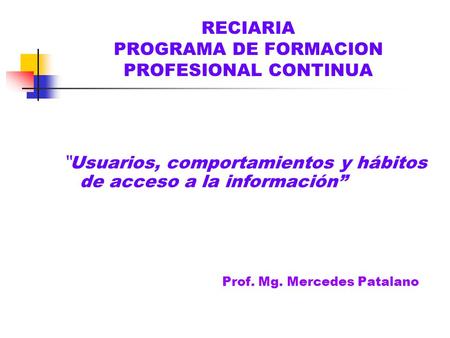 RECIARIA PROGRAMA DE FORMACION PROFESIONAL CONTINUA