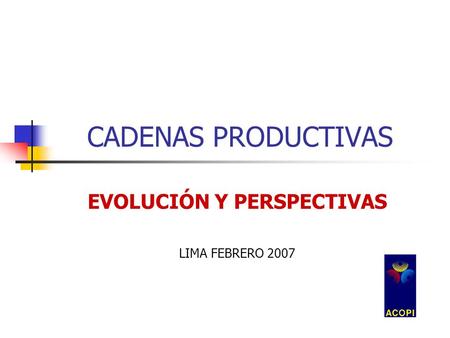 CADENAS PRODUCTIVAS EVOLUCIÓN Y PERSPECTIVAS LIMA FEBRERO 2007.