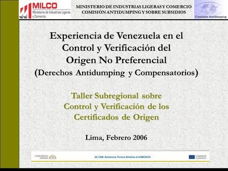 Experiencia de Venezuela en el Control y Verificación del
