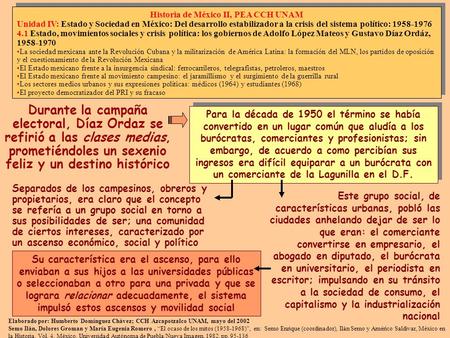 Historia de México II, PEA CCH UNAM