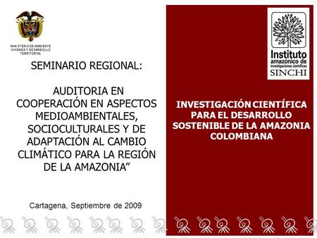 Cartagena, Septiembre de 2009 SEMINARIO REGIONAL: AUDITORIA EN COOPERACIÓN EN ASPECTOS MEDIOAMBIENTALES, SOCIOCULTURALES Y DE ADAPTACIÓN AL CAMBIO CLIMÁTICO.
