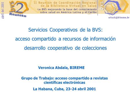 Servicios Cooperativos de la BVS: