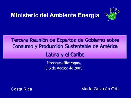 Tercera Reunión de Expertos de Gobierno sobre Consumo y Producción Sustentable de América Latina y el Caribe Managua, Nicaragua, 3-5 de Agosto de 2005.