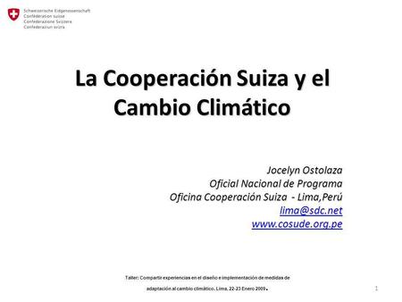 La Cooperación Suiza y el Cambio Climático