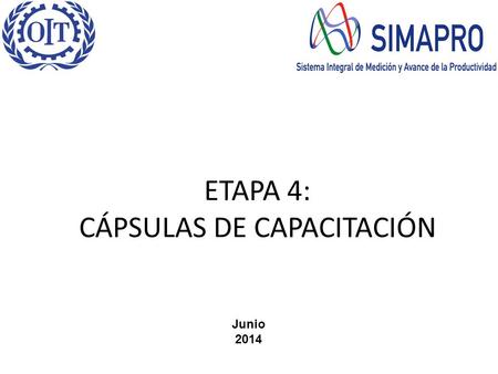 ETAPA 4: CÁPSULAS DE CAPACITACIÓN Junio 2014. Etapas SIMAPRO 1. Objetivos, Organización y Clima Laboral (TD) 2. Sensibilización y Maratón de Mejoras 3.