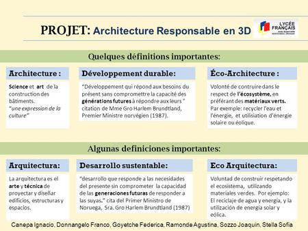 PROJET: Architecture Responsable en 3D ” Éco-Architecture : Volonté de contruire dans le respect de l’écosystème, en préférant des matériaux verts. Par.