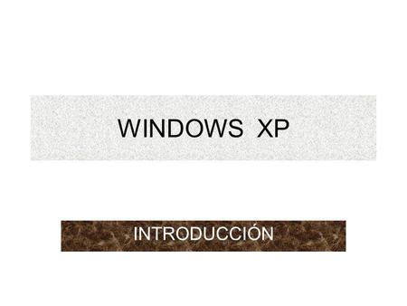 WINDOWS XP INTRODUCCIÓN.