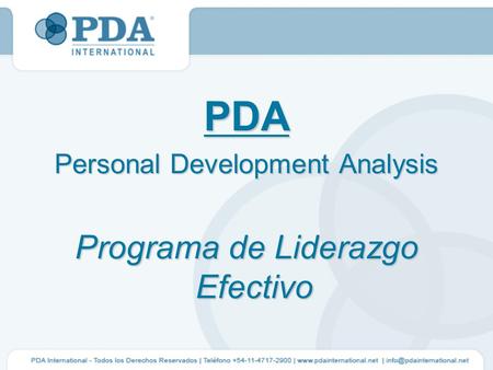 PDA Personal Development Analysis Programa de Liderazgo Efectivo.