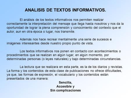 ANALISIS DE TEXTOS INFORMATIVOS.