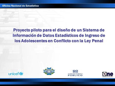 Proyecto piloto para el diseño de un Sistema de Información de Datos Estadísticos de Ingreso de los Adolescentes en Conflicto con la Ley Penal.