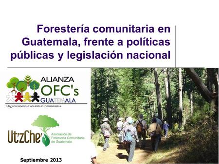 Forestería comunitaria en Guatemala, frente a políticas públicas y legislación nacional Septiembre 2013.