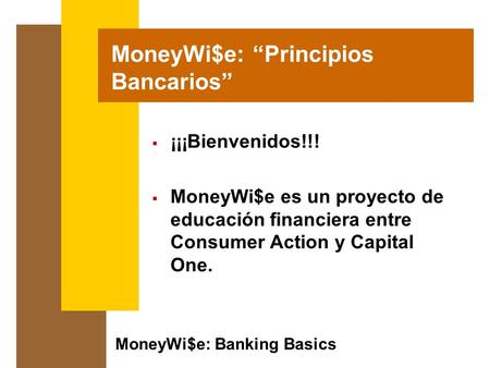 MoneyWi$e: “Principios Bancarios”