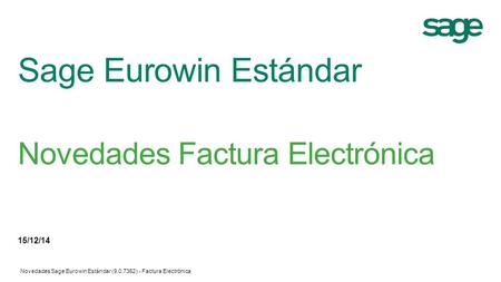 Sage Eurowin Estándar Novedades Factura Electrónica