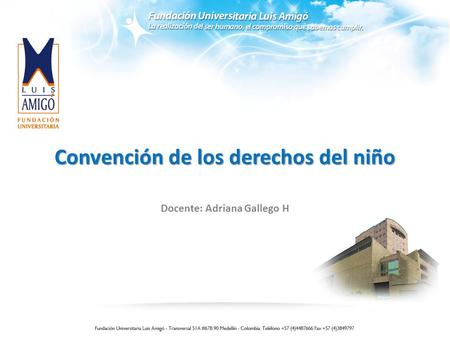Convención de los derechos del niño Docente: Adriana Gallego H.