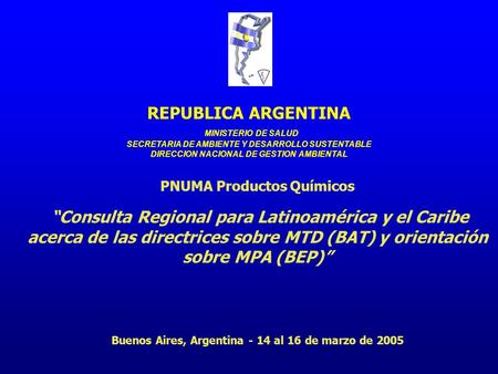PNUMA Productos Químicos “Consulta Regional para Latinoamérica y el Caribe acerca de las directrices sobre MTD (BAT) y orientación sobre MPA (BEP)” Buenos.