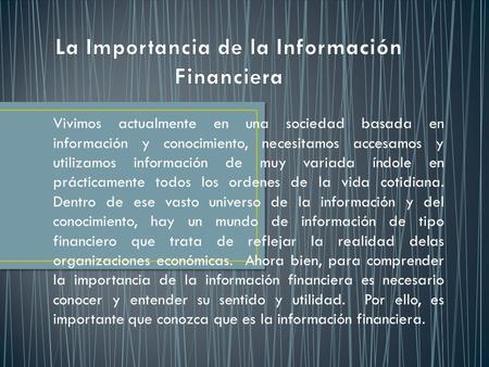 La Importancia de la Información Financiera