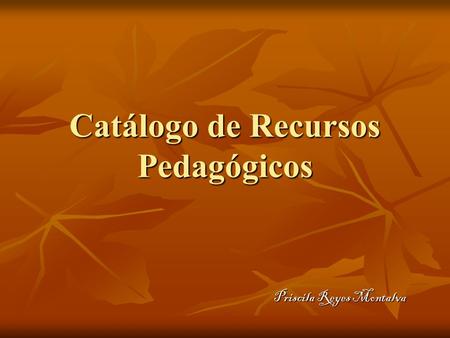 Catálogo de Recursos Pedagógicos