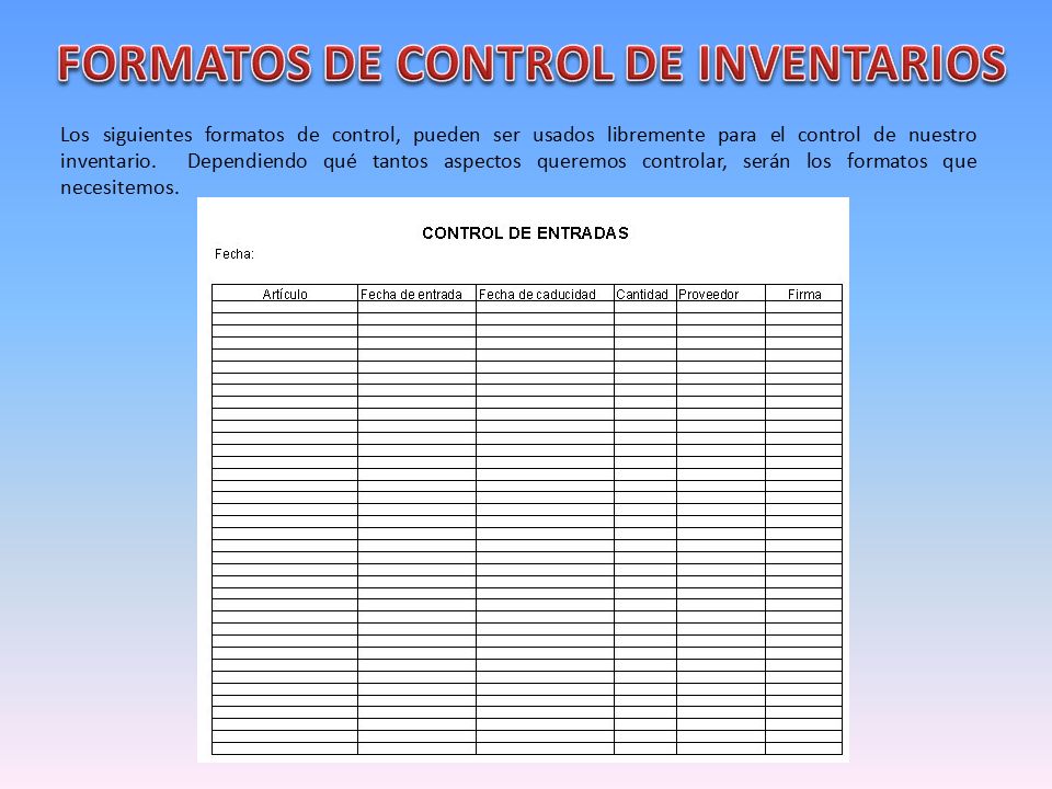 formato de informe de inventario