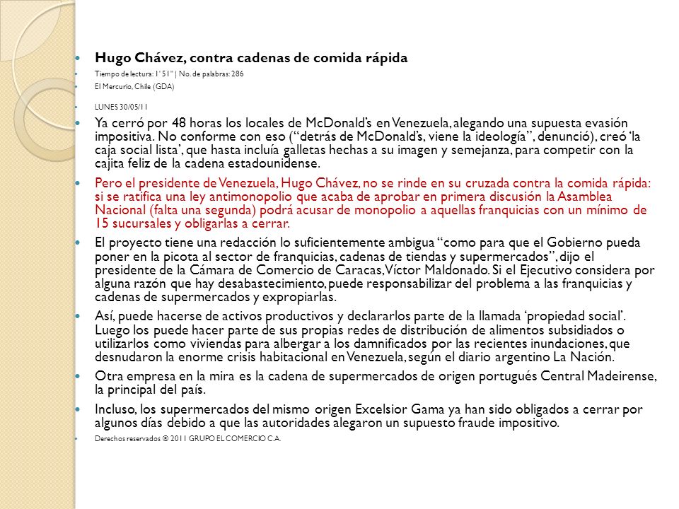 primera cadena de comida rapida en chile regulacion de la competencia economica ppt descargar primera cadena de comida rapida en chile regulacion de la competencia economica ppt descargar