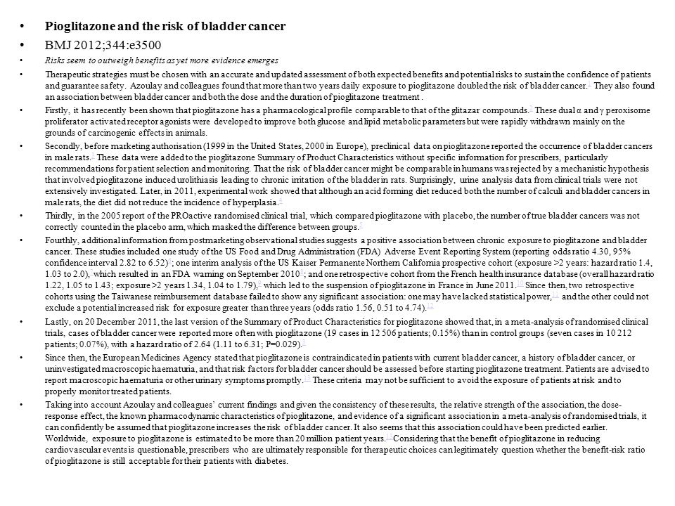 Actos And Bladder Cancer Incidence
