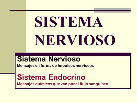 SISTEMA NERVIOSO Sistema Nervioso Sistema Endocrino