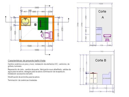 Corte A B A Corte B Características de proyecto baño Visita