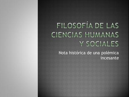 Filosofía de las ciencias humanas y sociales