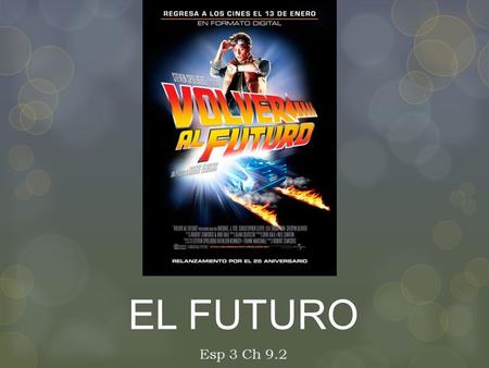 EL FUTURO Esp 3 Ch 9.2. En español, hay 2 maneras para explicar eventos en el futuro: 1.Ir + a + infinitivo 2.El futuro.