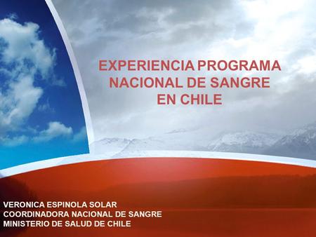 EXPERIENCIA PROGRAMA NACIONAL DE SANGRE EN CHILE