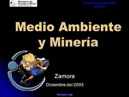 Subsecretaria de Protección Ambiental Derepa-Loja Zamora Diciembre del 2003.