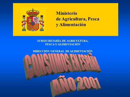CONSUMOS EN ESPAÑA AÑO 2001 Ministerio de Agricultura, Pesca