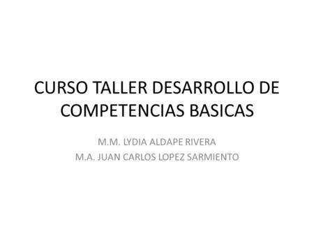 CURSO TALLER DESARROLLO DE COMPETENCIAS BASICAS