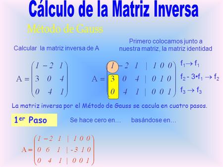 Cálculo de la Matriz Inversa