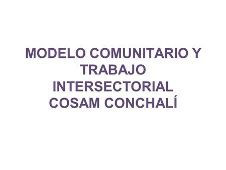 MODELO COMUNITARIO Y TRABAJO INTERSECTORIAL COSAM CONCHALÍ