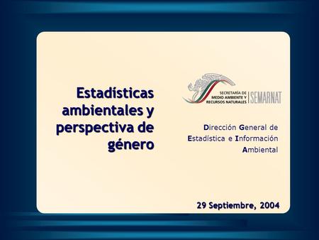 29 Septiembre, 2004 Dirección General de Estadística e Información Ambiental Estadísticas ambientales y perspectiva de género.