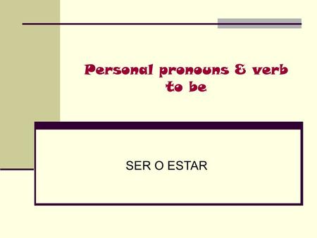 Personal pronouns & verb to be