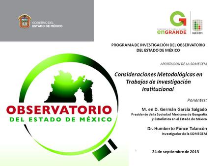 PROGRAMA DE INVESTIGACIÓN DEL OBSERVATORIO DEL ESTADO DE MÉXICO