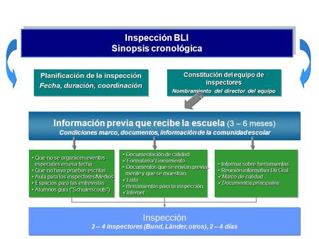 Inspección BLI Sinopsis cronológica Planificación de la inspección Fecha, duración, coordinación Planificación de la inspección Fecha, duración, coordinación.