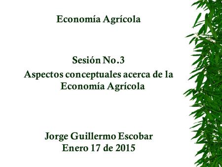 Aspectos conceptuales acerca de la Economía Agrícola